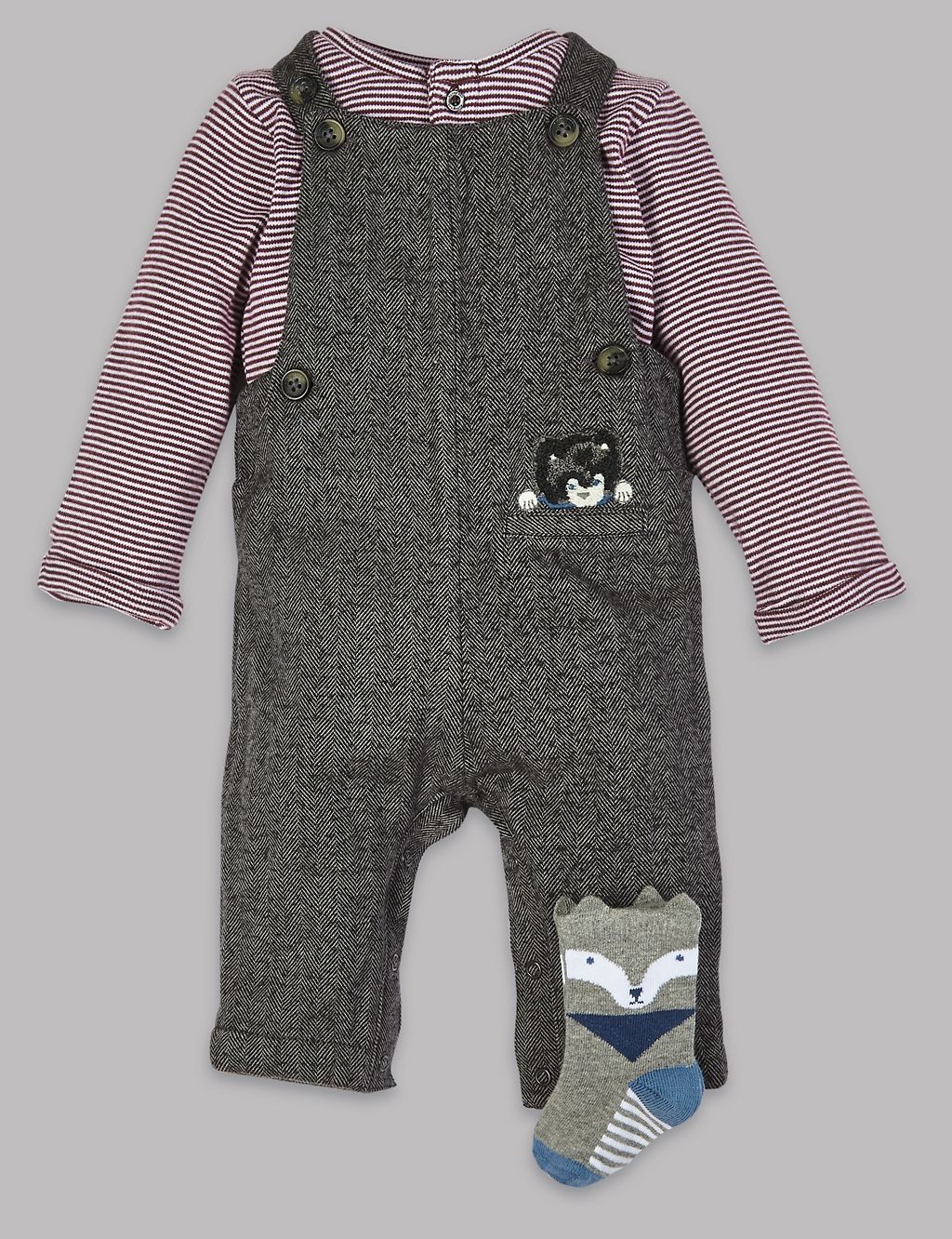 3 Piece Bodysuit & Dungarees with Socks Outfit 3 of 5