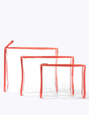 3 Piece Clear Cosmetic Bag Set Image 2 of 3