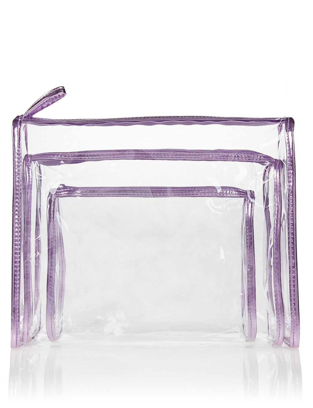 3 Piece Clear Cosmetic Bag Set 1 of 2