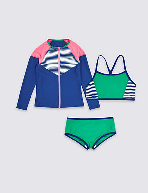3 Piece Colour Block Swimsuit Set (3-16 Years) Image 2 of 5