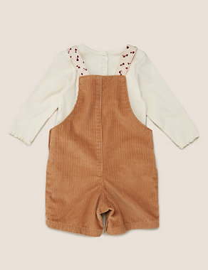 3 Piece Cotton Cord Dungarees Outfit (0-3 Yrs) Image 2 of 7