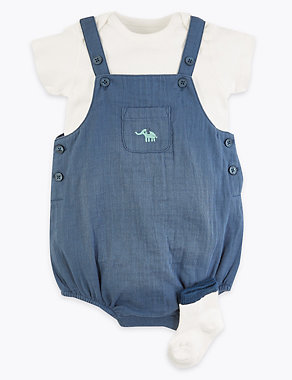 3 Piece Cotton Elephant Outfit (7 lbs-12 Mths) Image 2 of 11