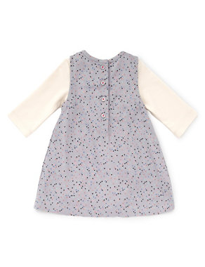 3 Piece Cotton Rich Corduroy Pinafore Dress, Bodysuit & Tights Outfit Image 2 of 5