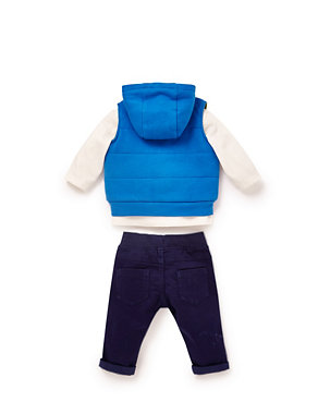 3 Piece Cotton Rich T-Shirt, Pant and Gilet Outfit Image 2 of 6