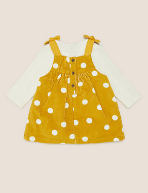3 Piece Cotton Spot Cord Dress Outfit (0-3 Yrs) Image 2 of 6