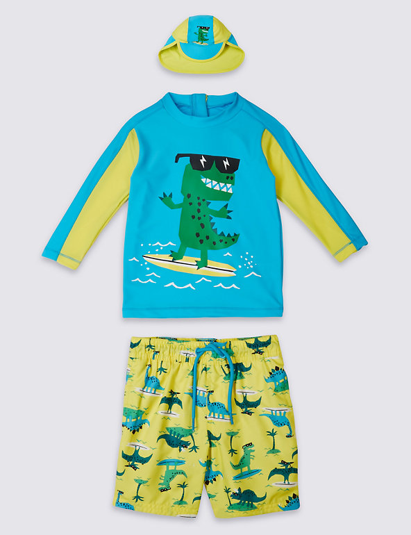 3 Piece Dinosaur Print Swim Outfit (0-5 Years) Image 1 of 2