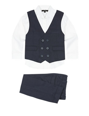 3 Piece Linen Blend Waistcoat Outfit (1-7 Years) Image 2 of 5