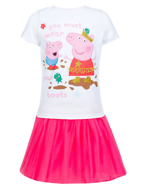 3 Piece Peppa Pig™ Top, Skirt & Crown Girls Outfit (1-7 Years) Image 2 of 5