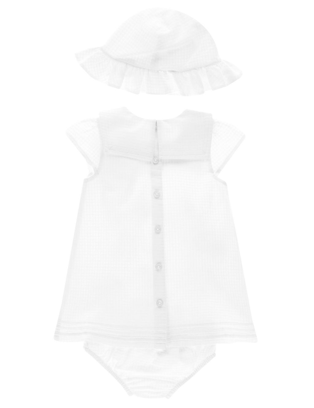 3 Piece Pure Cotton Dress with Knickers & Hat 5 of 7