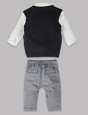 3 Piece Pure Cotton Top & Sweater with Trousers Image 2 of 6