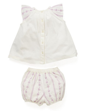 3 Piece Pure Cotton Top, Hat & Boomer Shorts Outfit Image 2 of 4