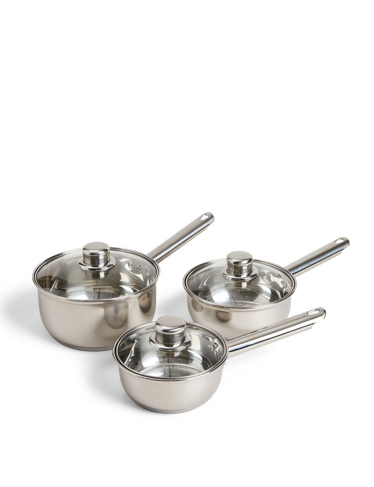 3 Piece Stainless Steel Pan Set 1 of 4
