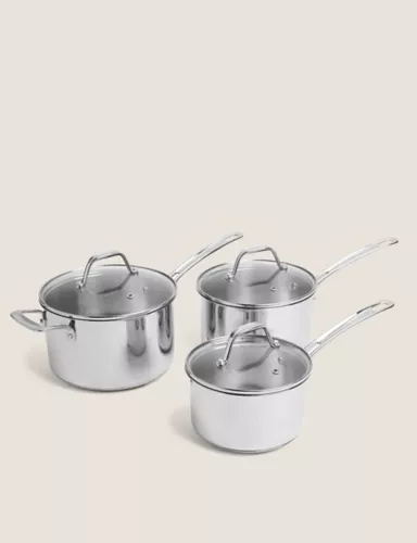 3 Piece Stainless Steel Pan Set 1 of 7