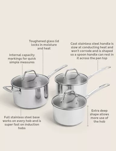3 Piece Stainless Steel Pan Set 7 of 7