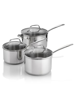 3 Piece Stainless Steel Saucepan Set M&S