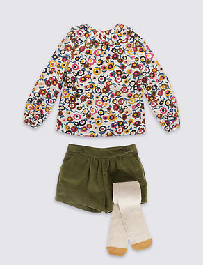 3 Piece Top & Shorts with Tights (1-7 Years) Image 2 of 4