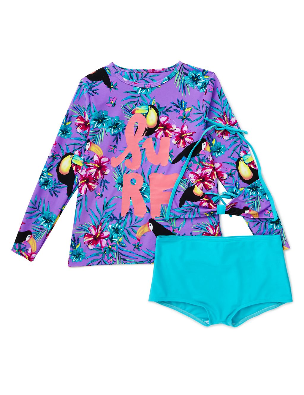 3 Piece Tropical Surf Floral Swimsuit with Chlorine Resistant & Lycra® Xtra Life™ (5-14 Years) 3 of 6