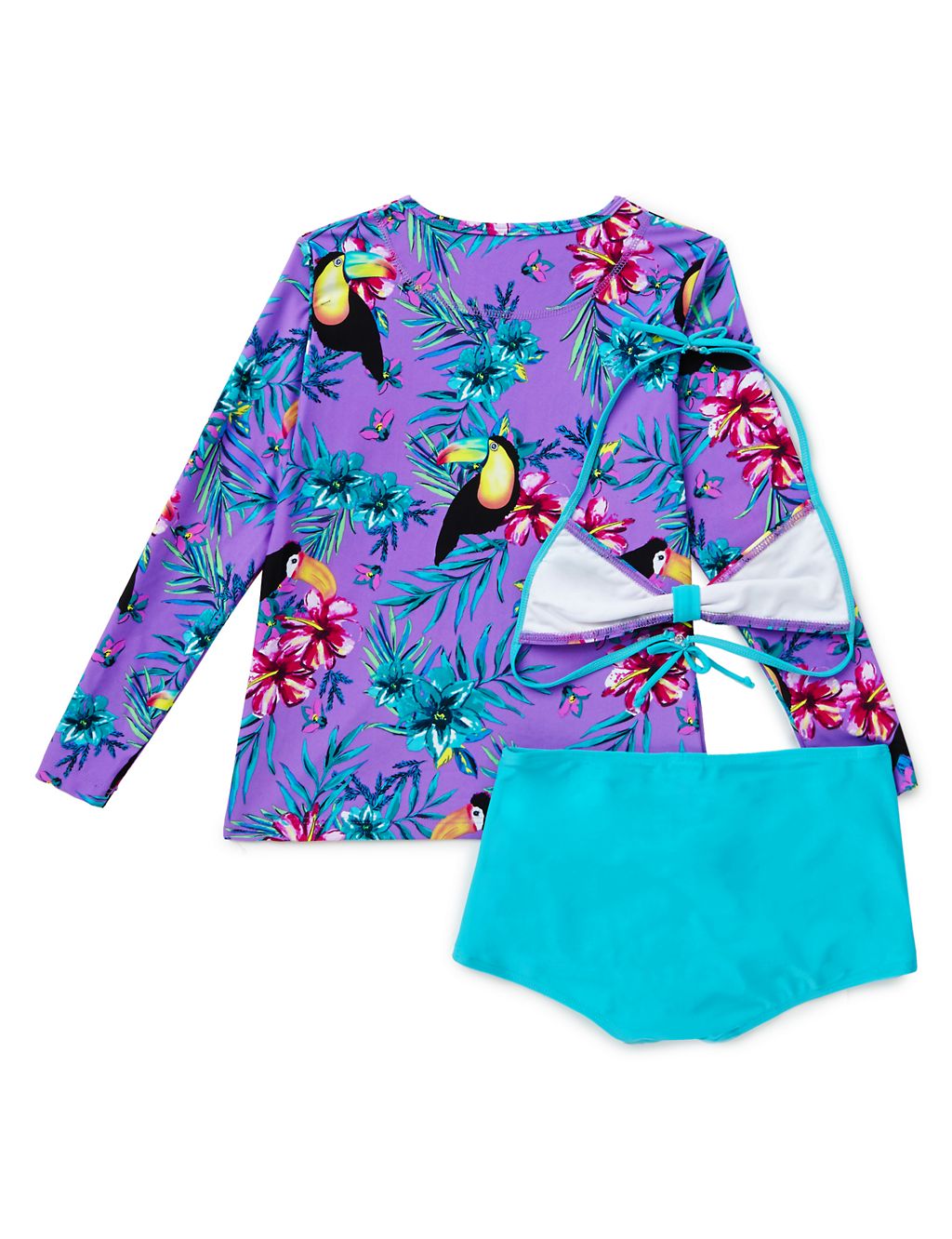 3 Piece Tropical Surf Floral Swimsuit with Chlorine Resistant & Lycra® Xtra Life™ (5-14 Years) 1 of 6