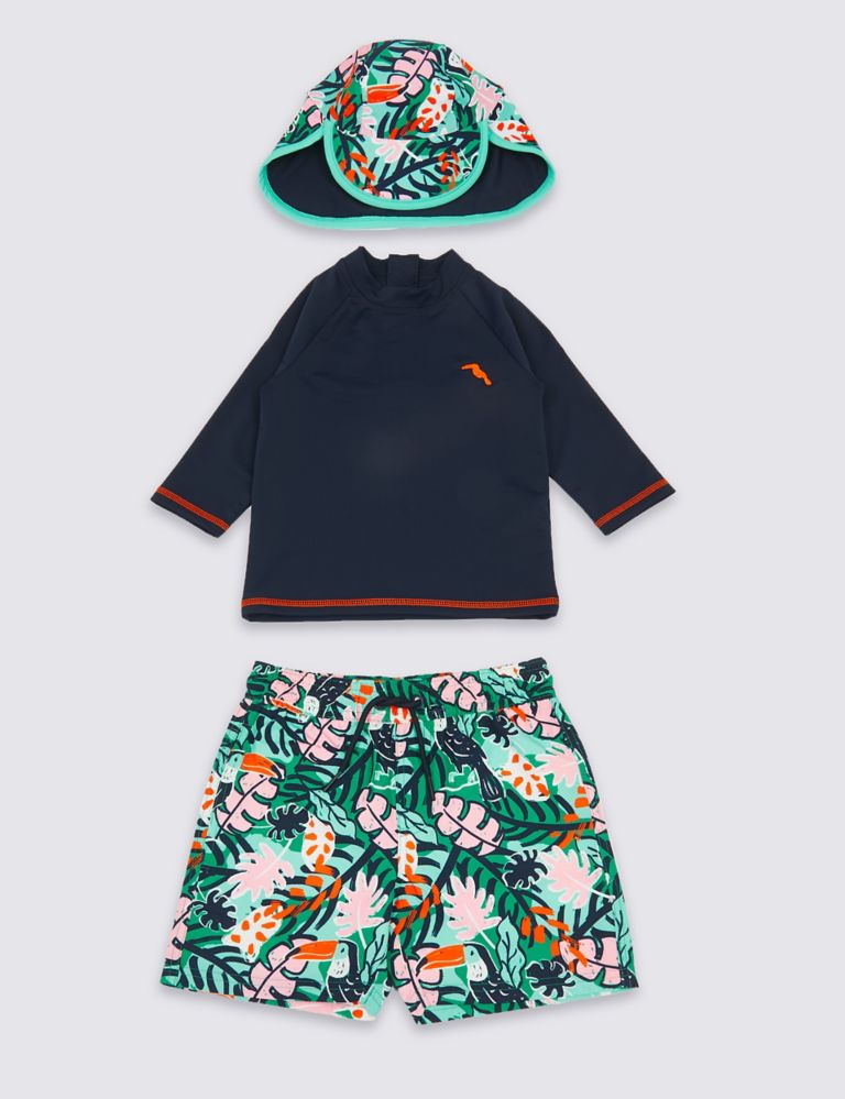 3 Piece Tropical Swimsuit Set (3 Months - 7 Years) 1 of 3