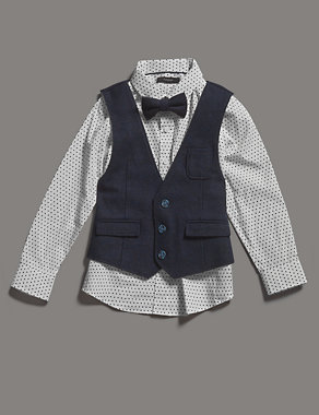 3 Piece Waistcoat, Shirt & Bow Tie Outfit (1-7 Years) Image 2 of 7