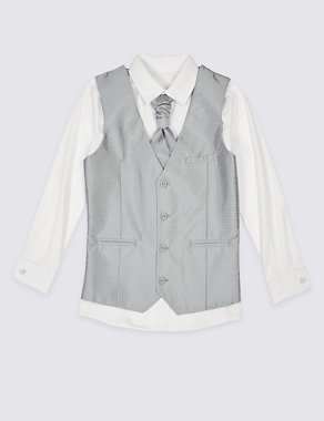 3 Piece Waistcoat, Shirt & Cravat Outfit (3-14 Years) Image 2 of 3