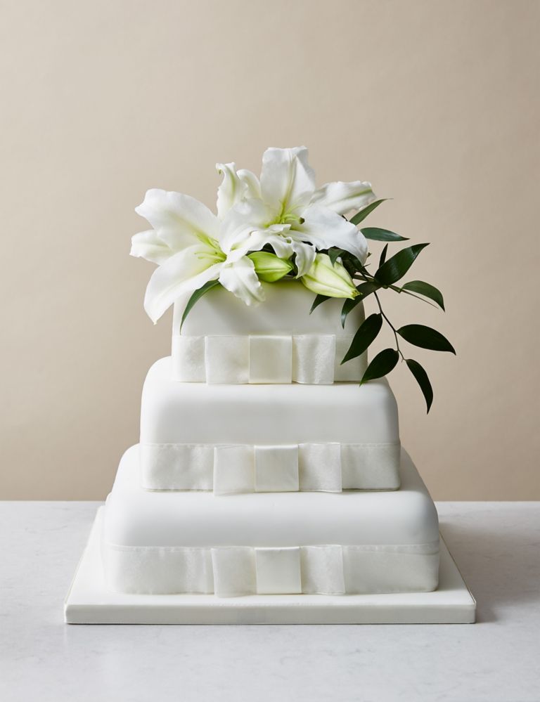 3 Tier Elegant Wedding Cake - Sponge (Serves 180) Last order date 26th March 1 of 6