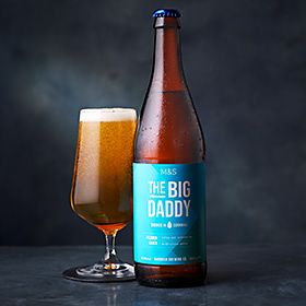 M&S Big daddy beer bottle on dark background
