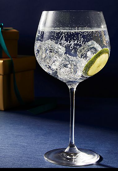 Personalised gin glass. Shop glassware