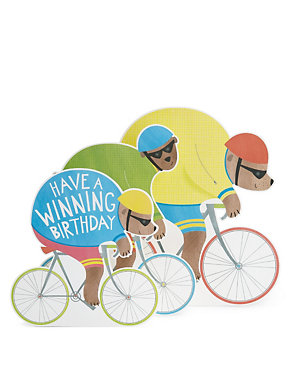 3D Cycling Bears Birthday Card Image 2 of 4