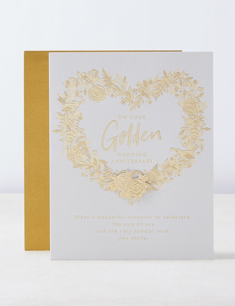 3D Effect Gold Foiled 50th Wedding Anniversary Card 1 of 6