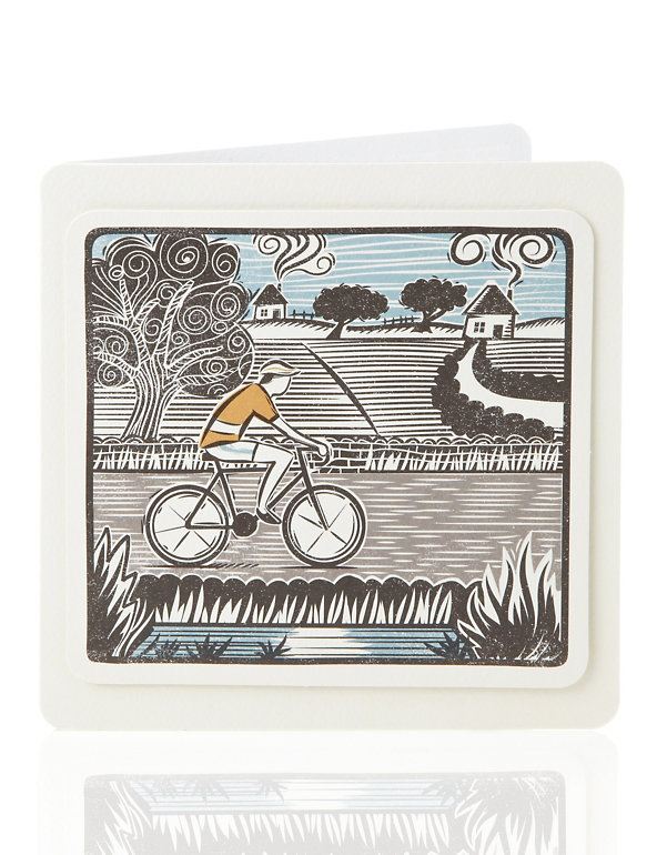 3D Illustrative Cycling Scene Blank Greetings Card Image 1 of 2