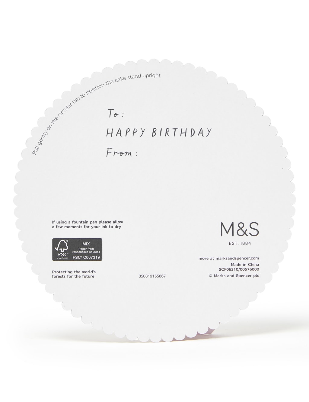 3D Popup Concertina Cake Dome Birthday Card M&S