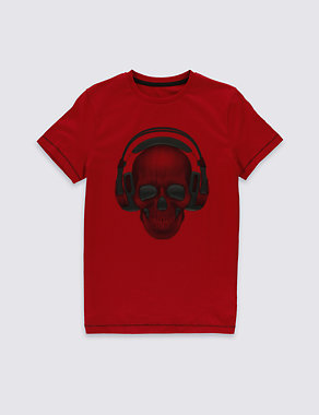 3D Skull Print Short Sleeve T-Shirt (5-14 Years) Image 2 of 3