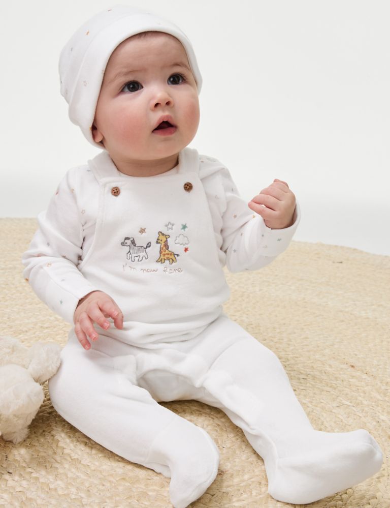 3pc Cotton Rich Animal & Stars Outfit (0-12 Mths) 1 of 8