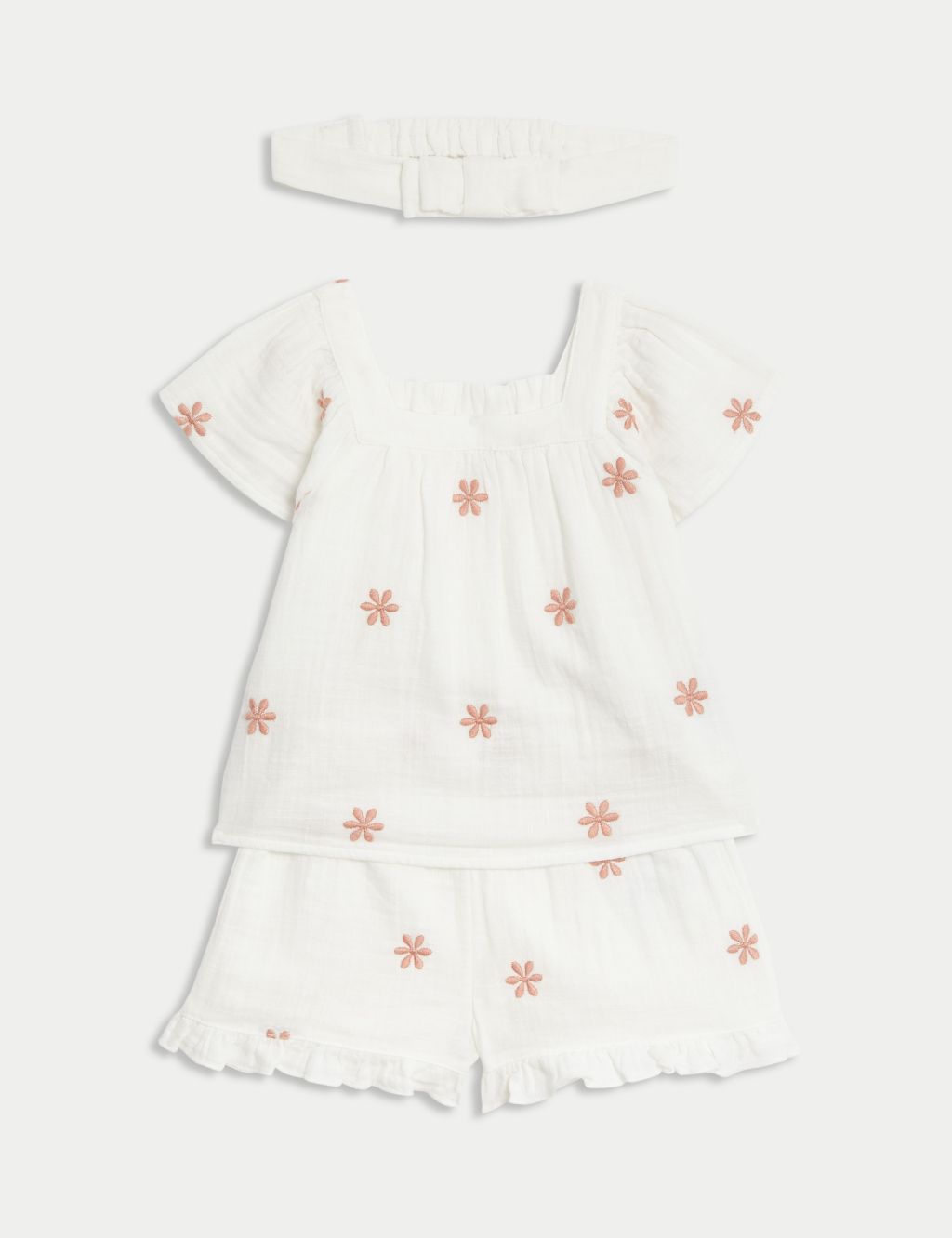 3pc Pure Cotton Floral Outfit (0-3 Yrs) 1 of 8