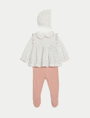 3pc Pure Cotton Floral Outfit (7lbs-1 Yrs) Image 2 of 10