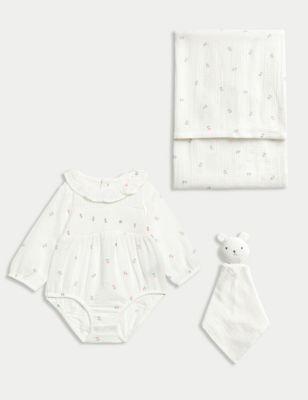 3pc Pure Cotton Floral Starter Gift Set (0-6 Mths) Image 2 of 3
