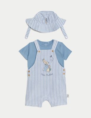 3pc Pure Cotton Peter Rabbit™ Bibshort Outfit (0-3 Yrs) Image 2 of 9