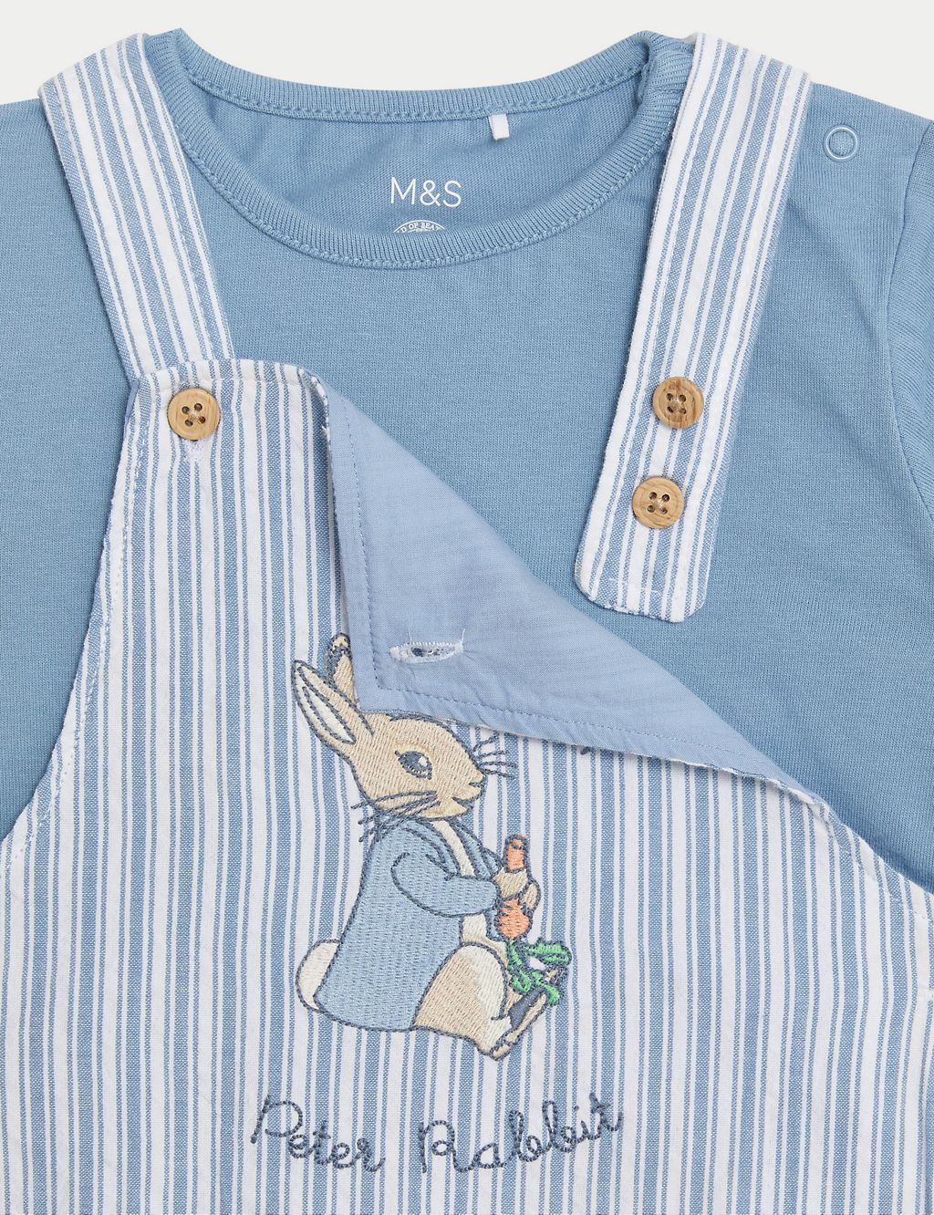3pc Pure Cotton Peter Rabbit™ Bibshort Outfit (0-3 Yrs) 5 of 9