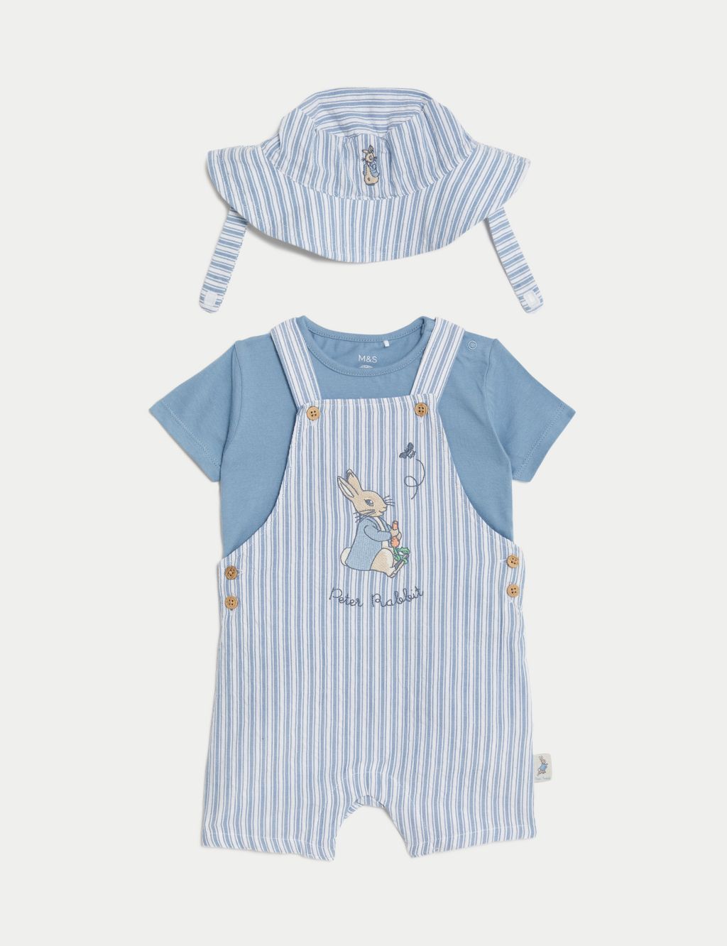 3pc Pure Cotton Peter Rabbit™ Bibshort Outfit (0-3 Yrs) 1 of 9