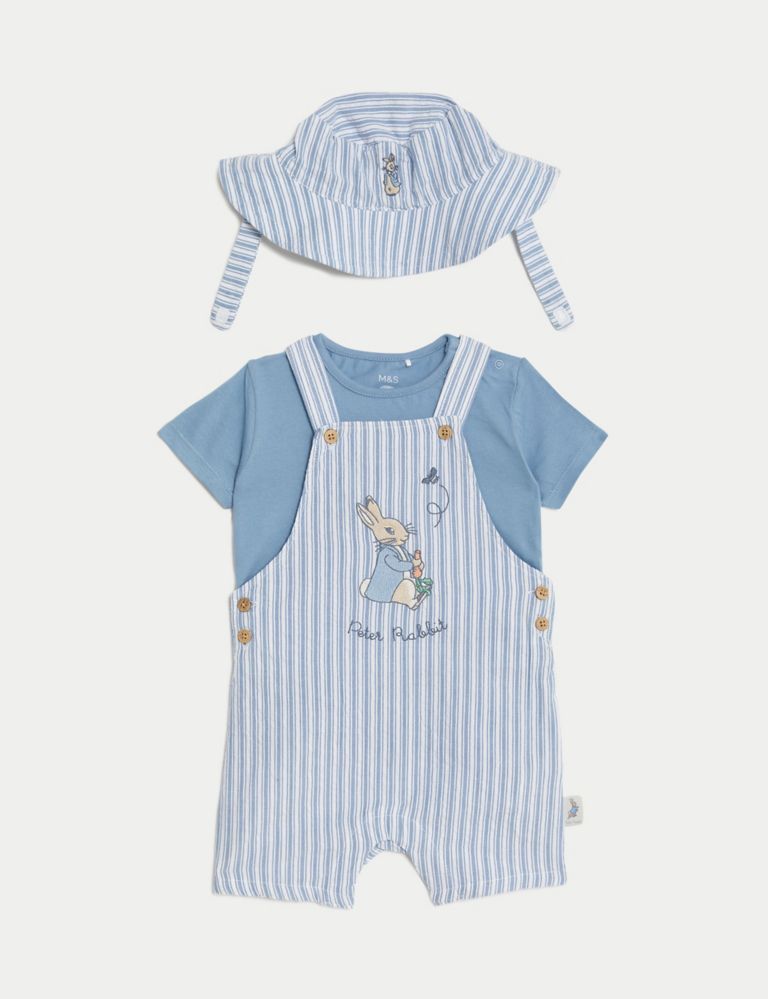 3pc Pure Cotton Peter Rabbit™ Bibshort Outfit (0-3 Yrs) 2 of 9