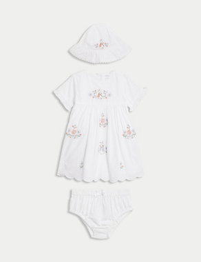 3pc Pure Cotton Peter Rabbit™ Dress Outfit (0-3 Yrs) Image 2 of 8