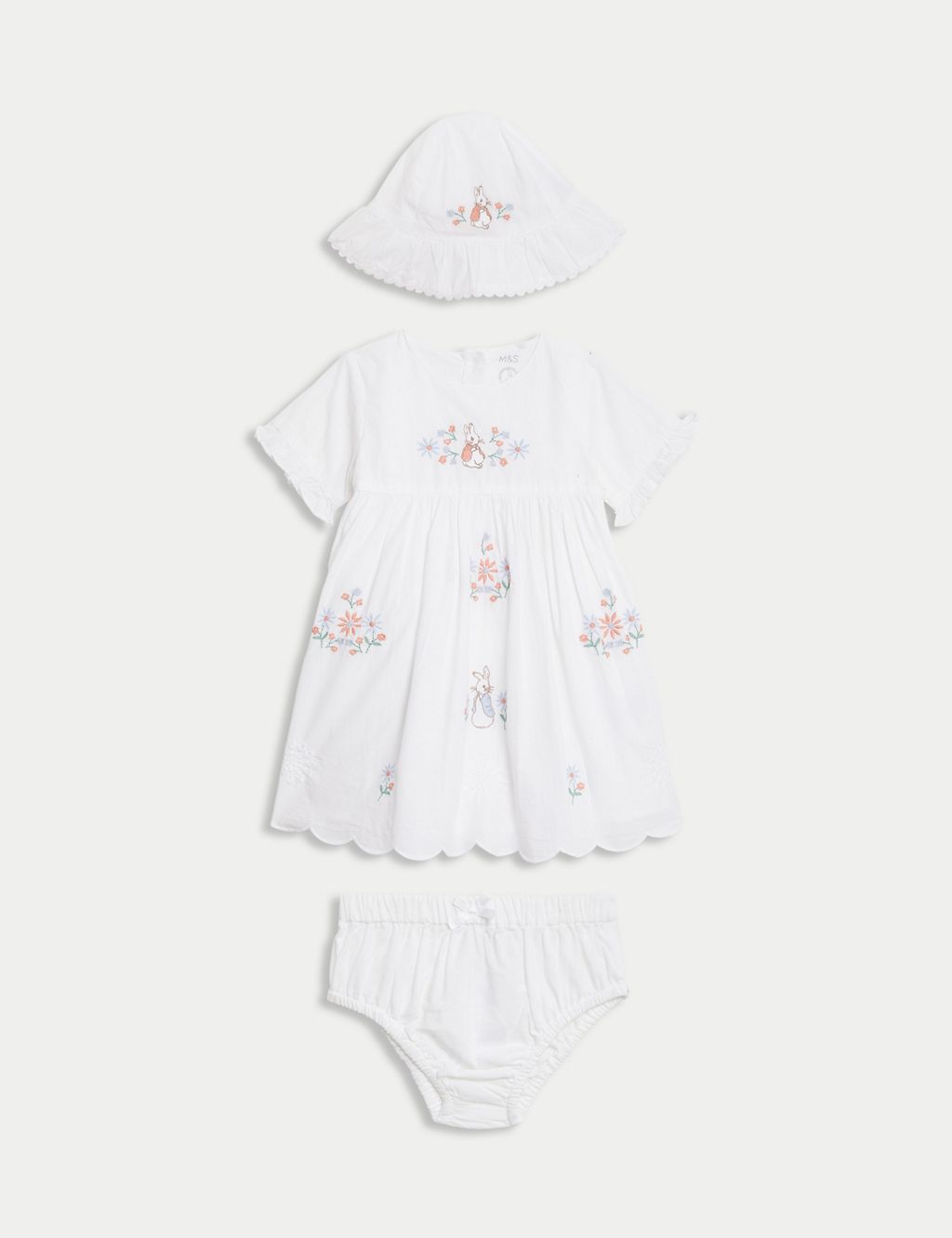 3pc Pure Cotton Peter Rabbit™ Dress Outfit (0-3 Yrs) 1 of 8