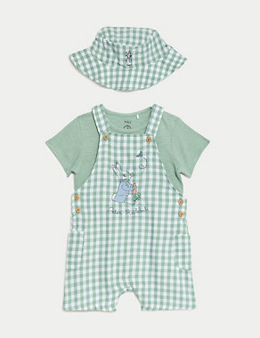 3pc Pure Cotton Peter Rabbit™ Gingham Outfit (0-3 Yrs) Image 2 of 9