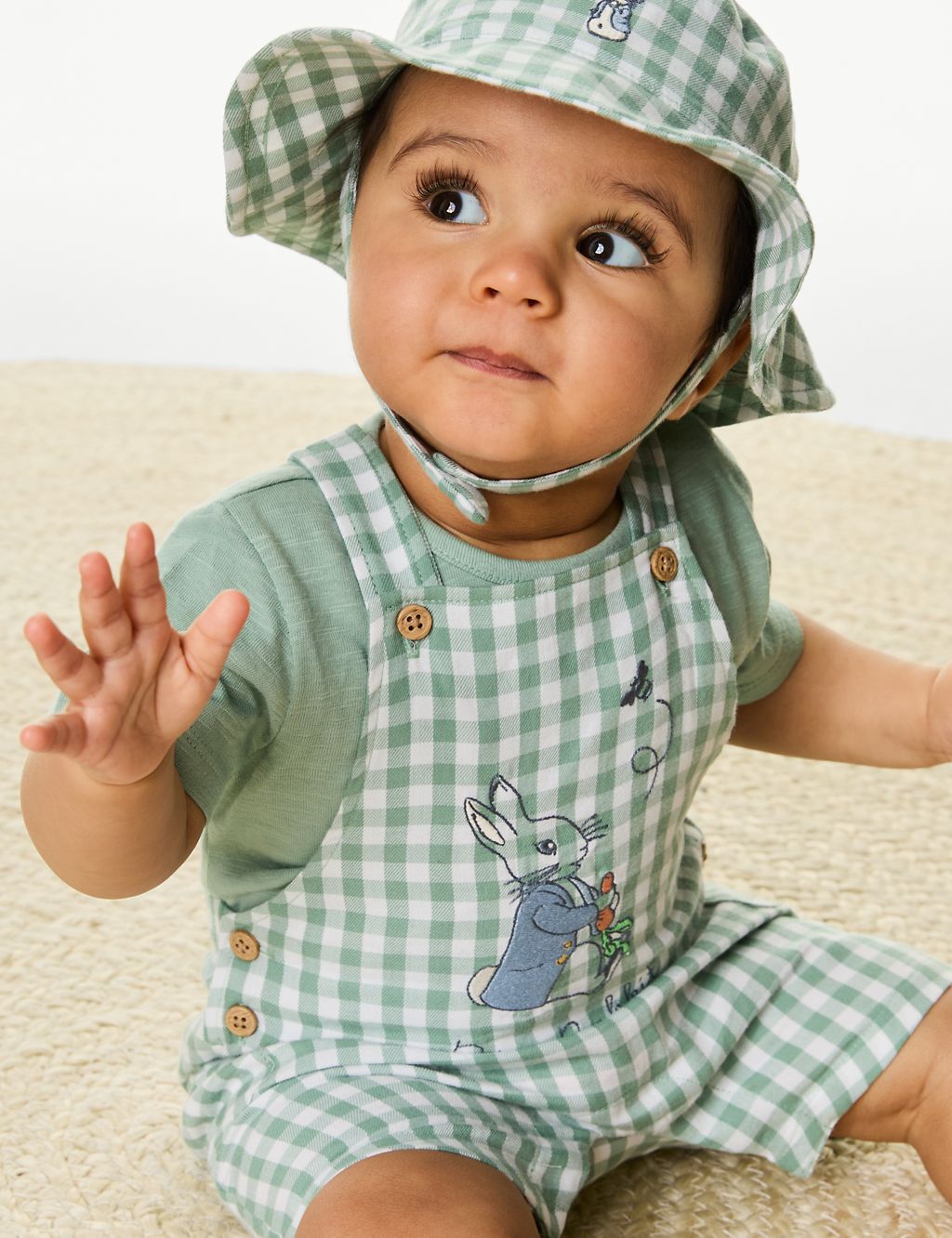 3pc Pure Cotton Peter Rabbit™ Gingham Outfit (0-3 Yrs) 3 of 9