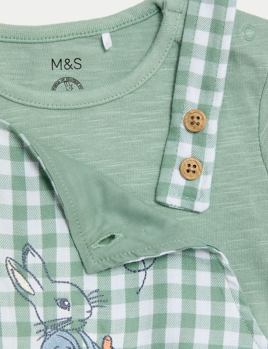 3pc Pure Cotton Peter Rabbit™ Gingham Outfit (0-3 Yrs) 5 of 9