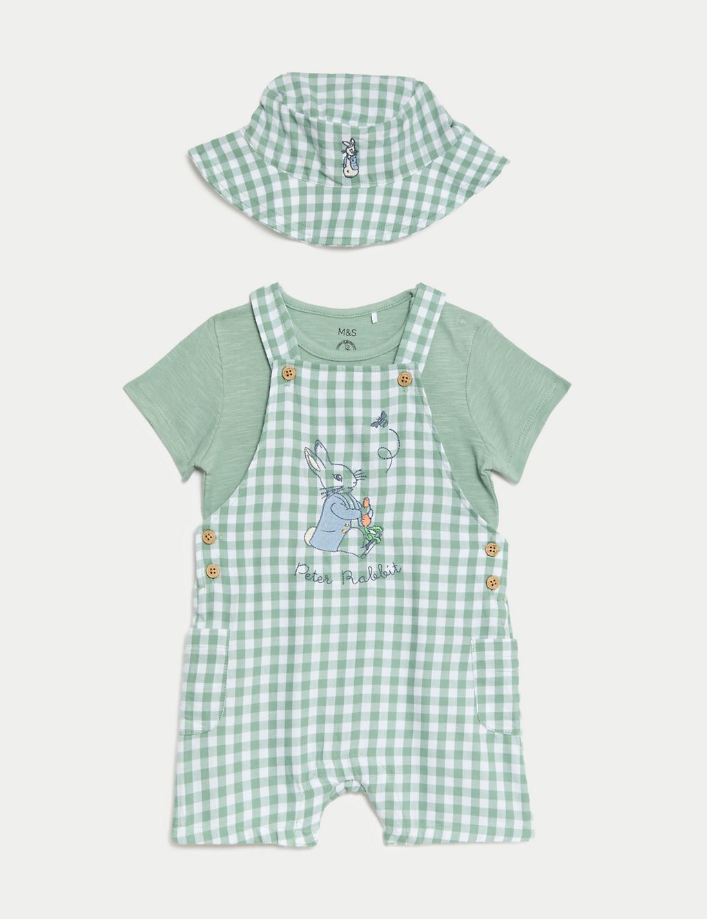 3pc Pure Cotton Peter Rabbit™ Gingham Outfit (0-3 Yrs) 1 of 9