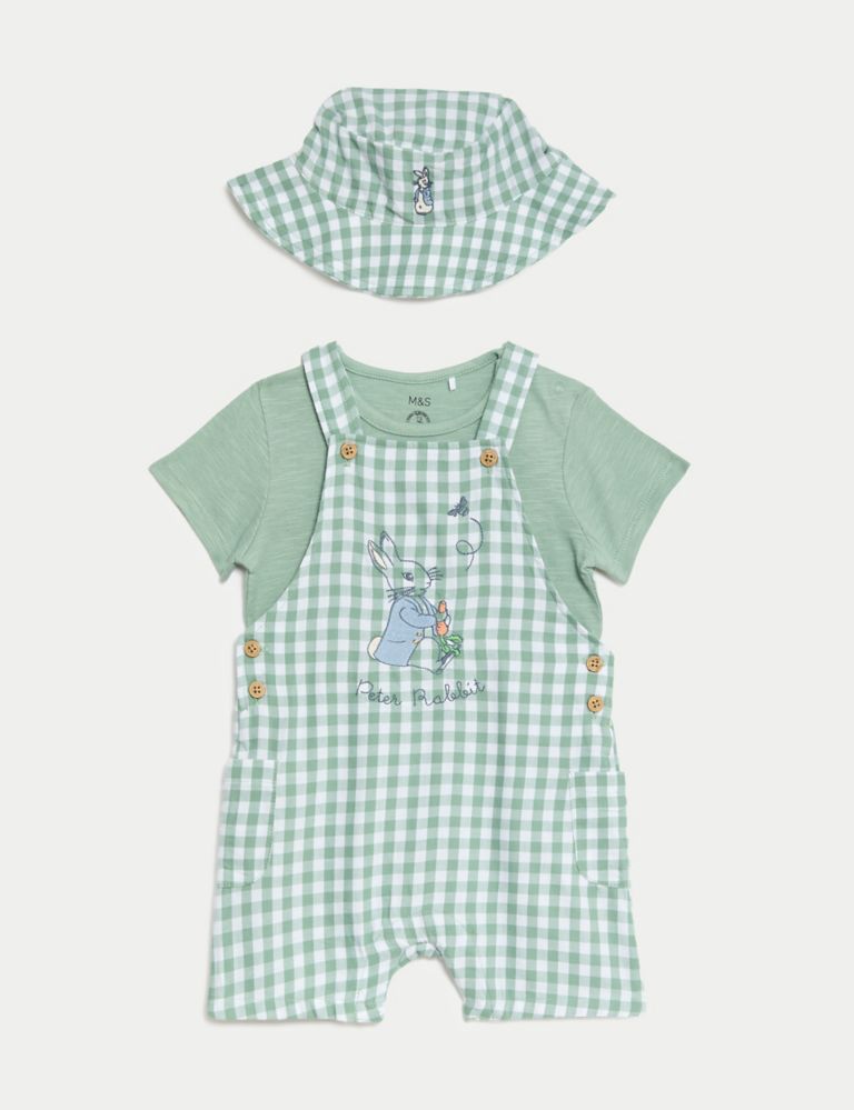 3pc Pure Cotton Peter Rabbit™ Gingham Outfit (0-3 Yrs) 2 of 9