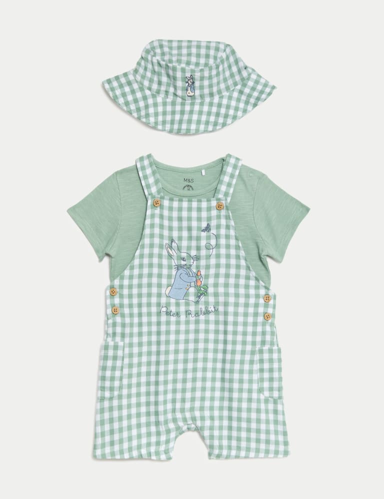 3pc Pure Cotton Peter Rabbit Gingham Outfit 0 3 Yrs M S