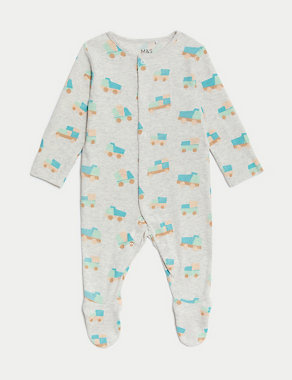 3pc Pure Cotton Tractor Sleepsuits (0-36 Months) Image 2 of 4